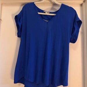 Pleione Cobalt Blue V-Neck Blouse Size Medium